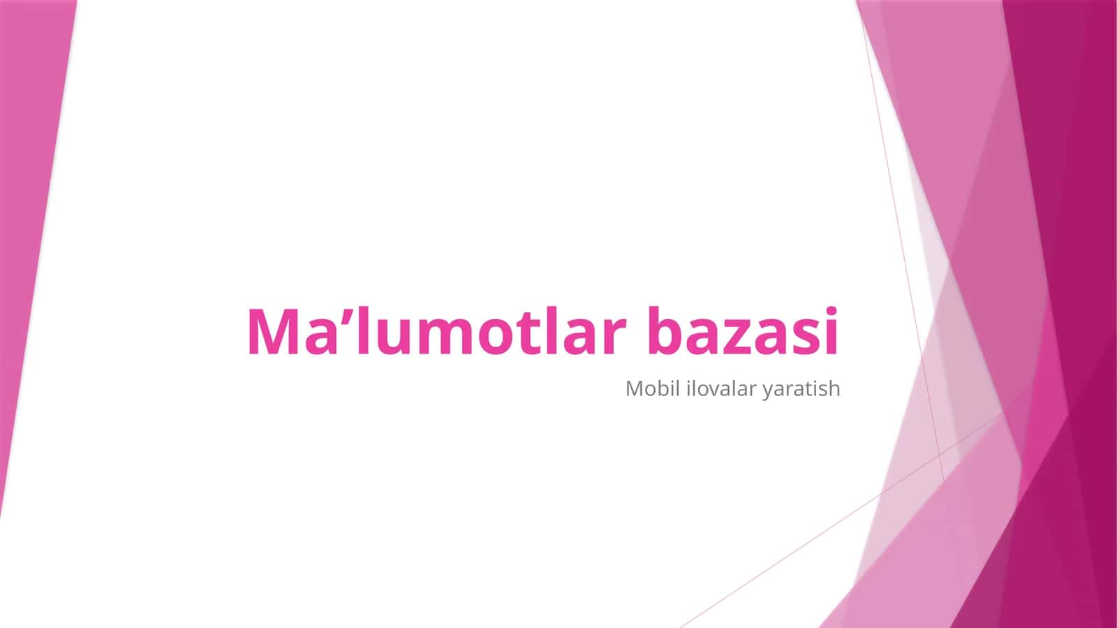 Android dama'lumotlarbazasini boshqarish 1