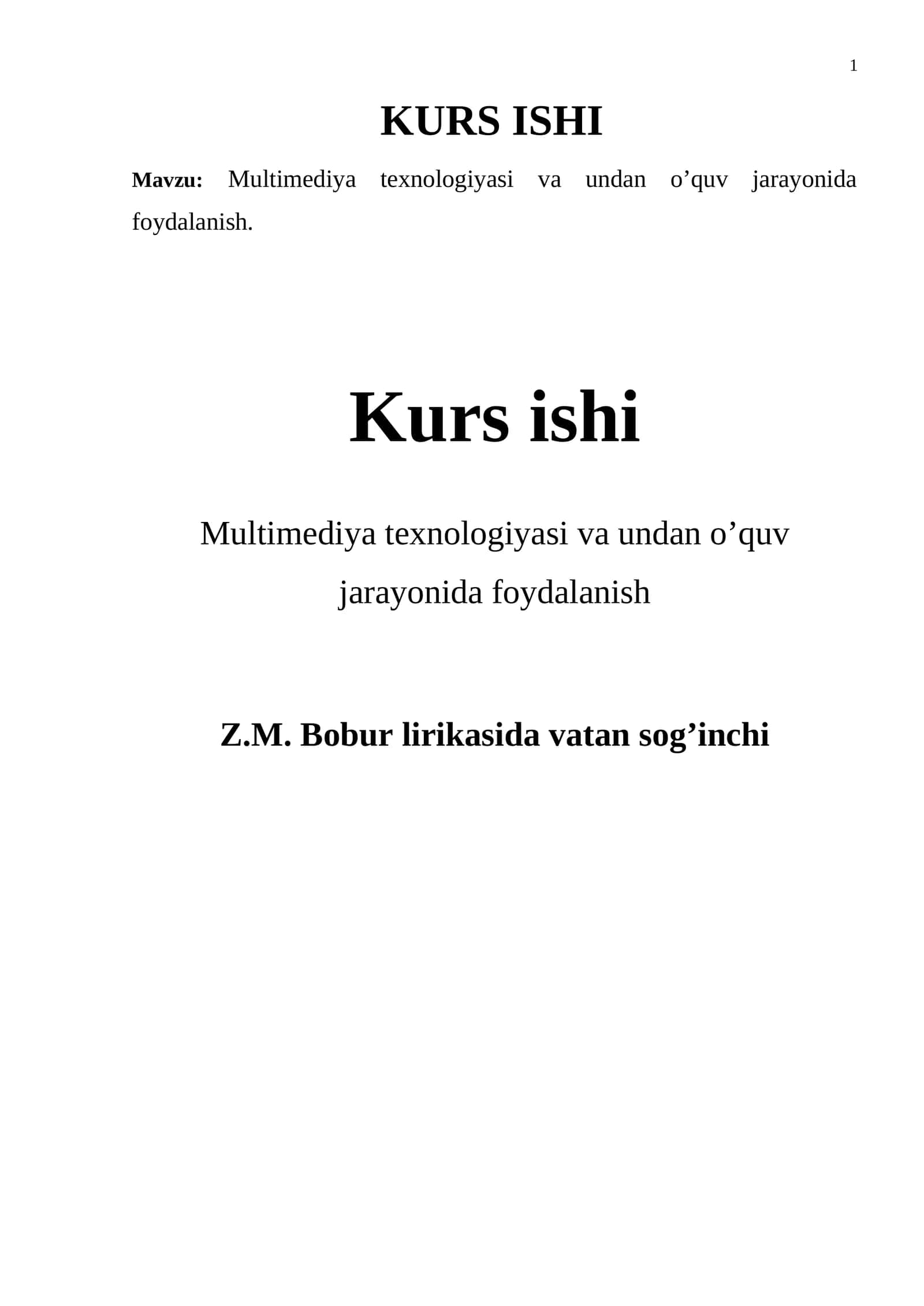 Multimediya texnologiyasi va undan o’quv jarayonida foydalanish 1