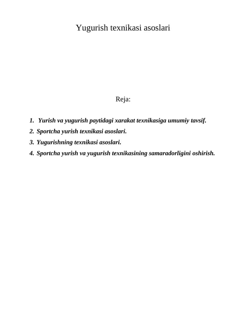 Yugurish texnikasi asoslari 1