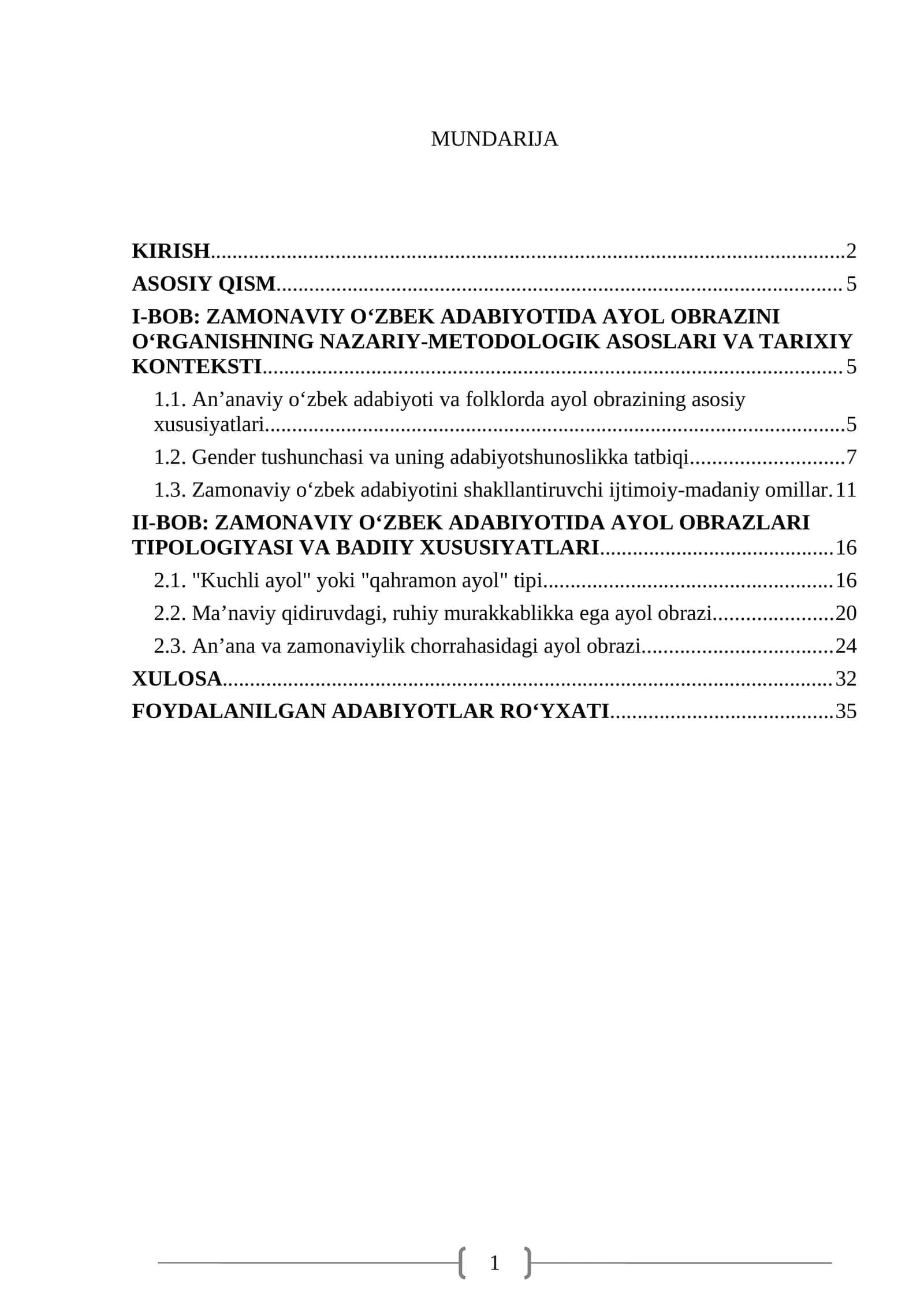 Zamonaviy Oʻzbek Adabiyotida Ayol Obrazlari Tipologiyasi va Badiiy Xususiyatlari 1