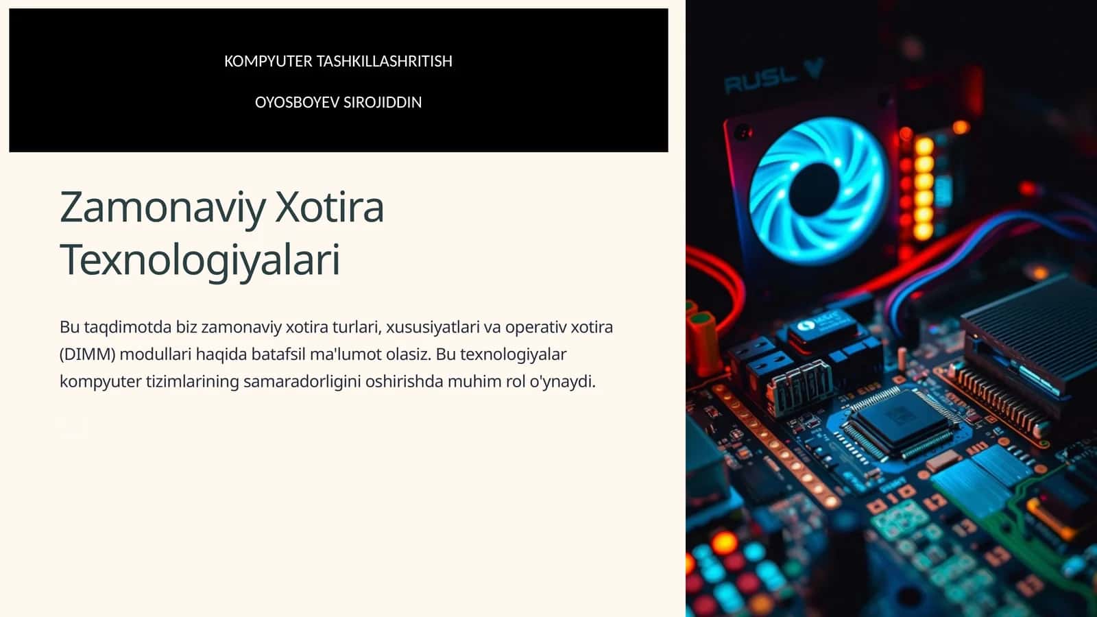 Zamonaviy Xotira Texnologiyalari 1