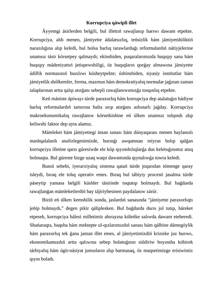 Korrupciya qáwipli illet 1