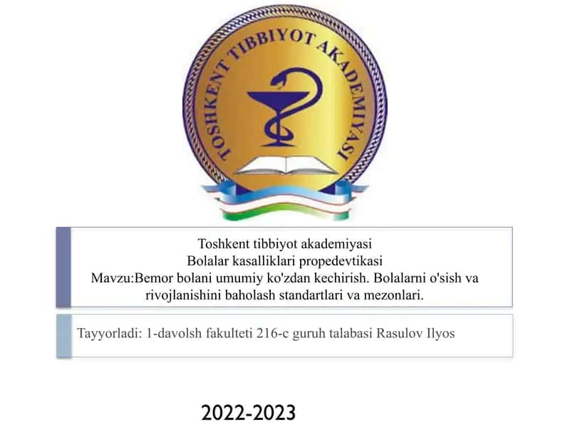 Bolalar kasalliklari propedevtikasi 1