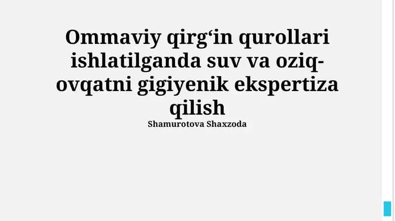 Ommaviy qirgʻin qurollari 1