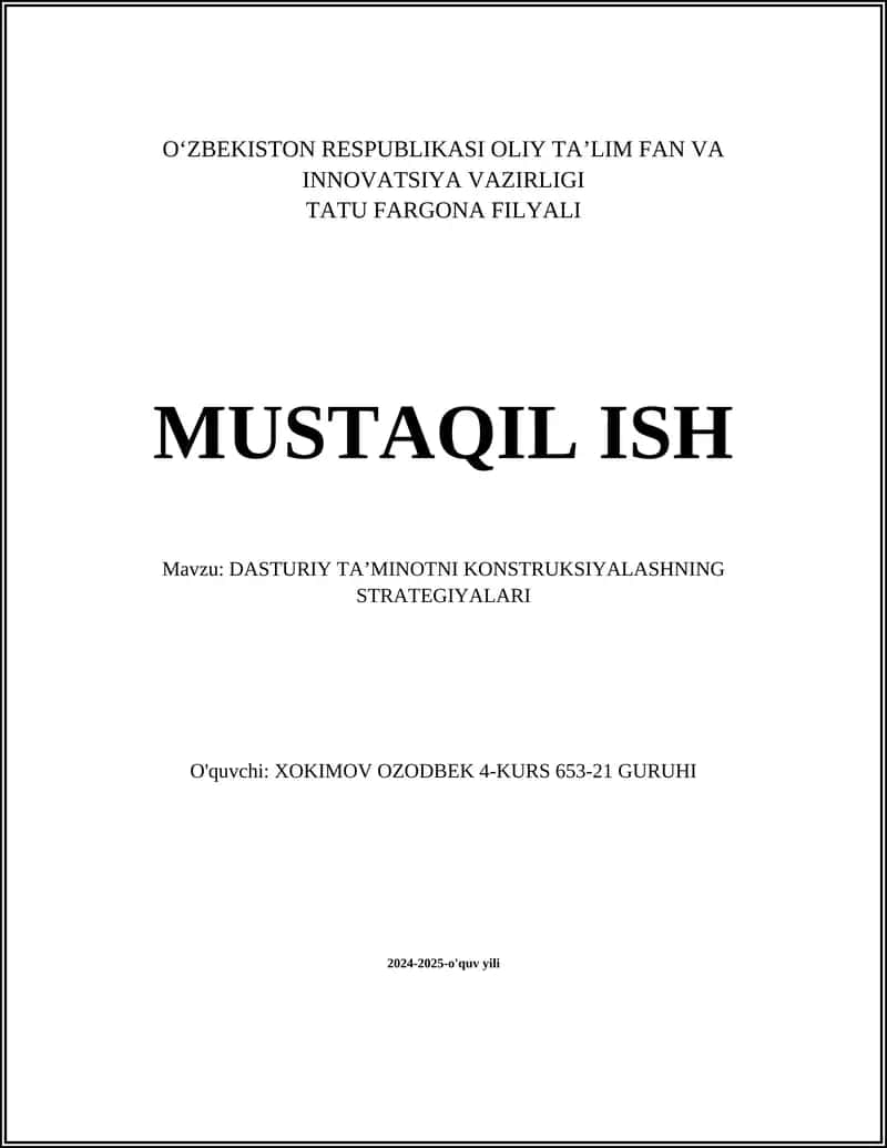 Dasturiy ta'minotni loyihalash asoslari 1