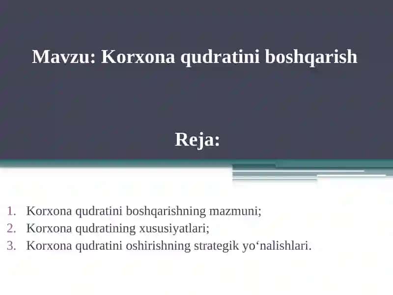 Korxonaqudratiniboshqarish 1