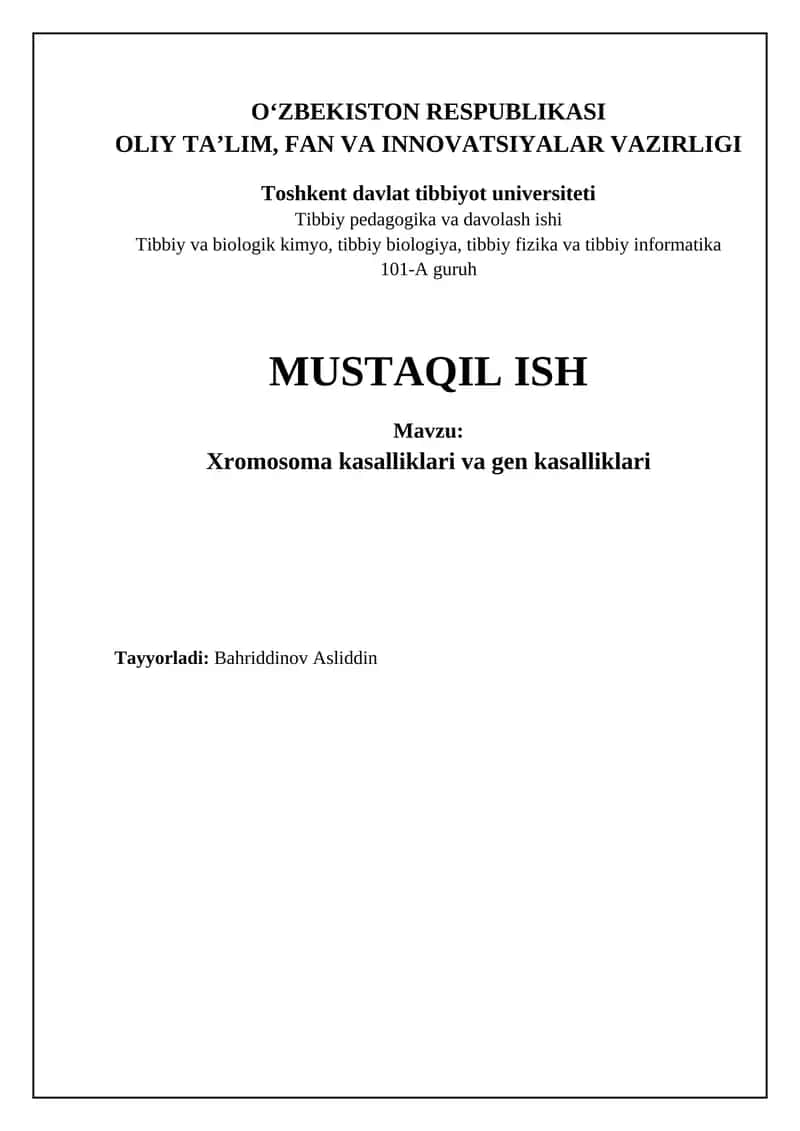 Xromosoma va genetik kasalliklar: Ta'riflar, turlari va sabablari 1