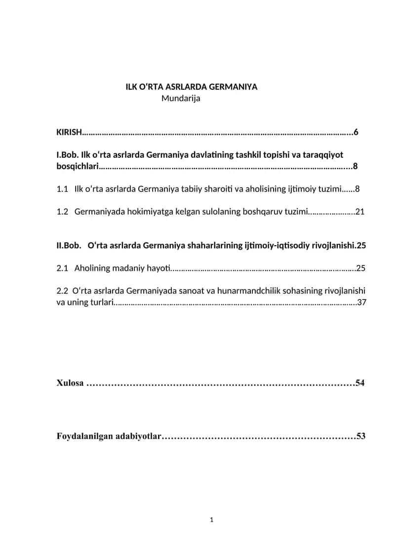 ILK O‘RTA ASRLARDA GERMANIYA.Kurs ishi 1