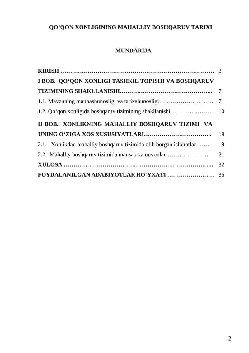 QOʻQON XONLIGINING MAHALLIY BOSHQARUV TARIXI 1