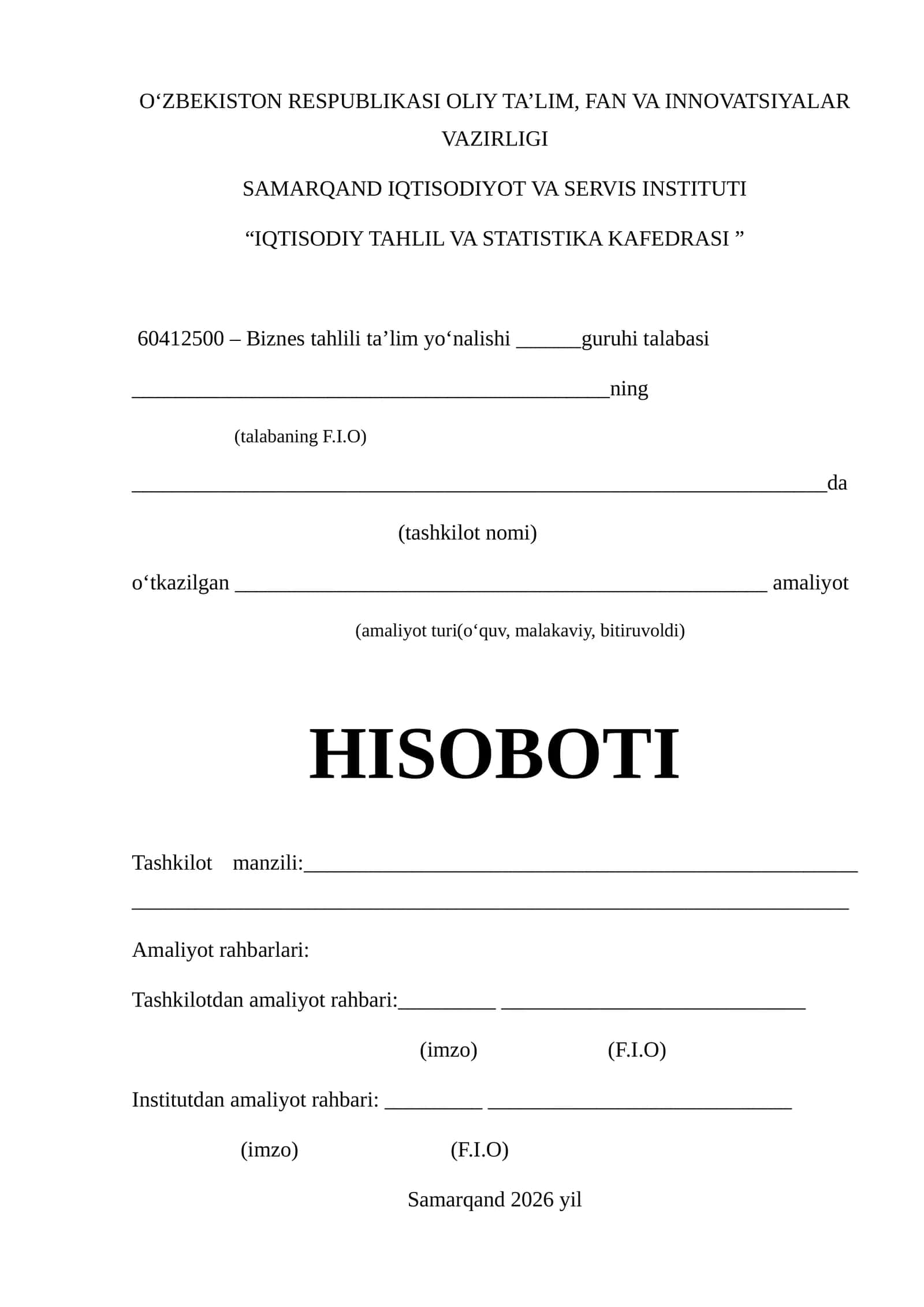 “Agrobank” aksiyadorlik tijorat banki Navoiy viloyati Xatirchi filiali. amaliyot hisoboti 1