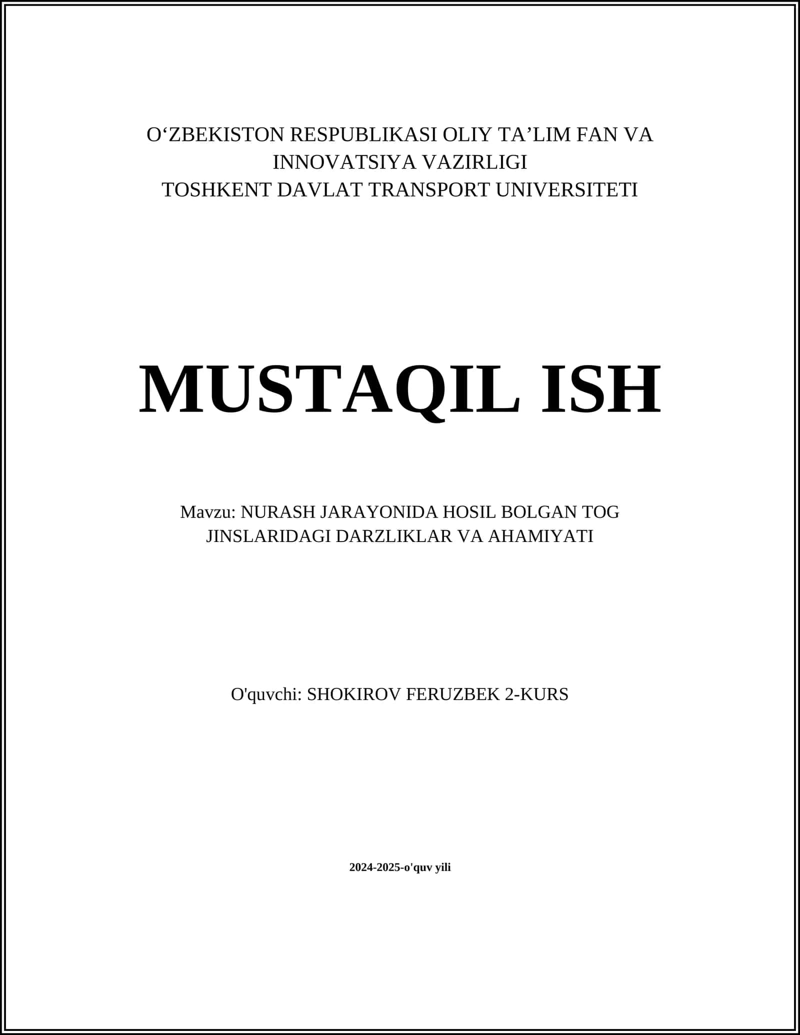 NURASH JARAYONIDA HOSIL BOLGAN TOG JINSLARIDAGI DARZLIKLAR VA AHAMIYATI 1