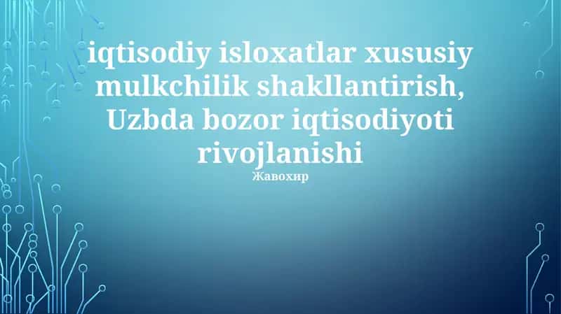 Xorijiy Investitsiyalar va Bozorga Kirish 1