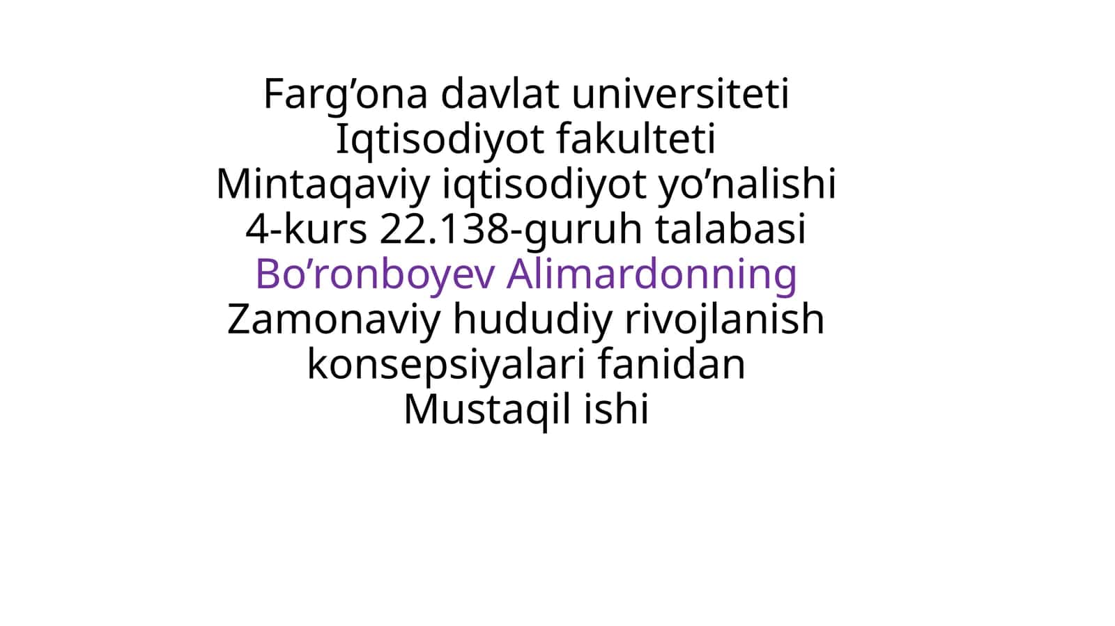 Mintaqaviy iqtisodiyot yo’nalishi 1