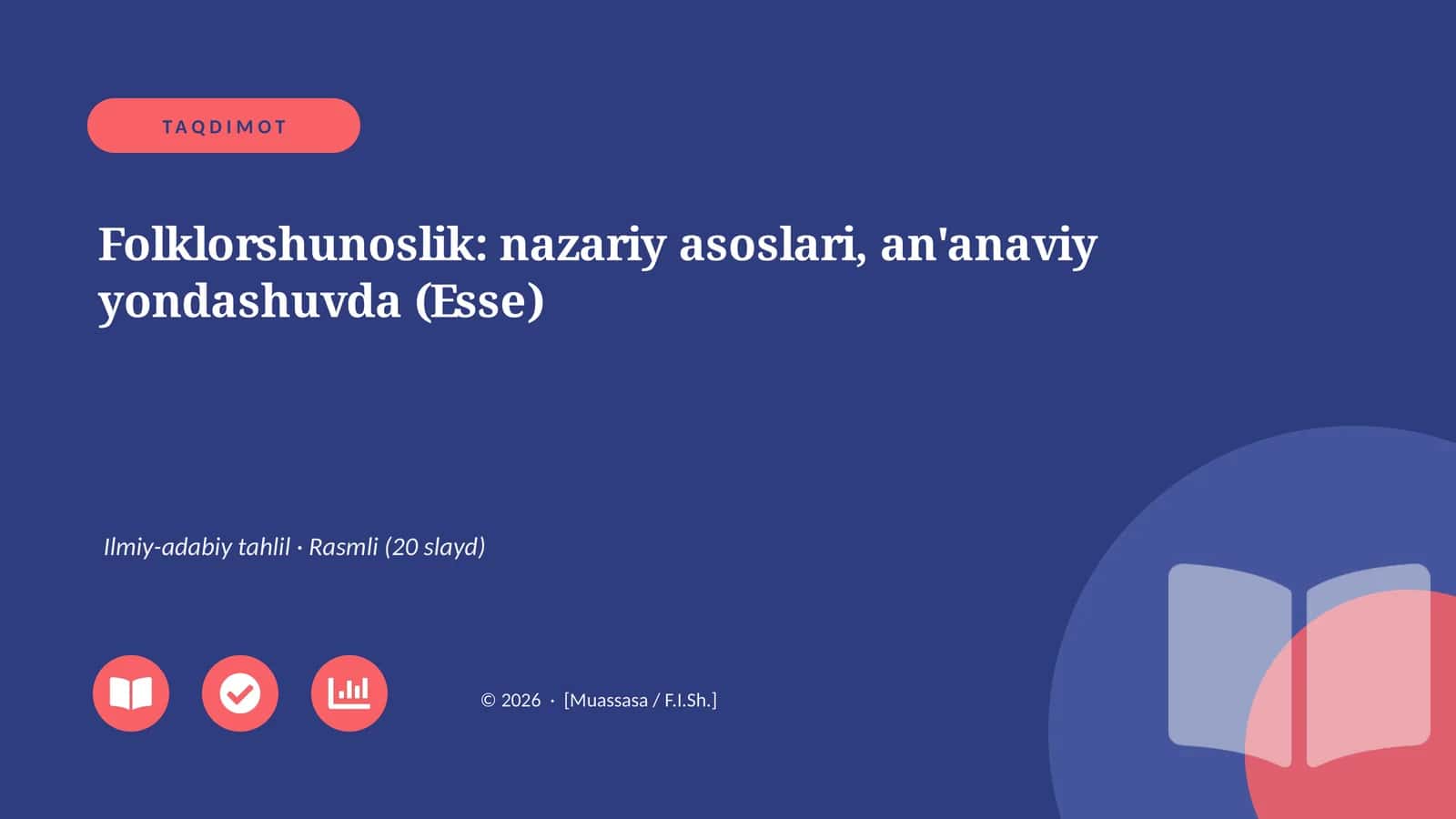 Folklorshunoslik: nazariy asoslari, an'anaviy yondashuvda (Esse) 1