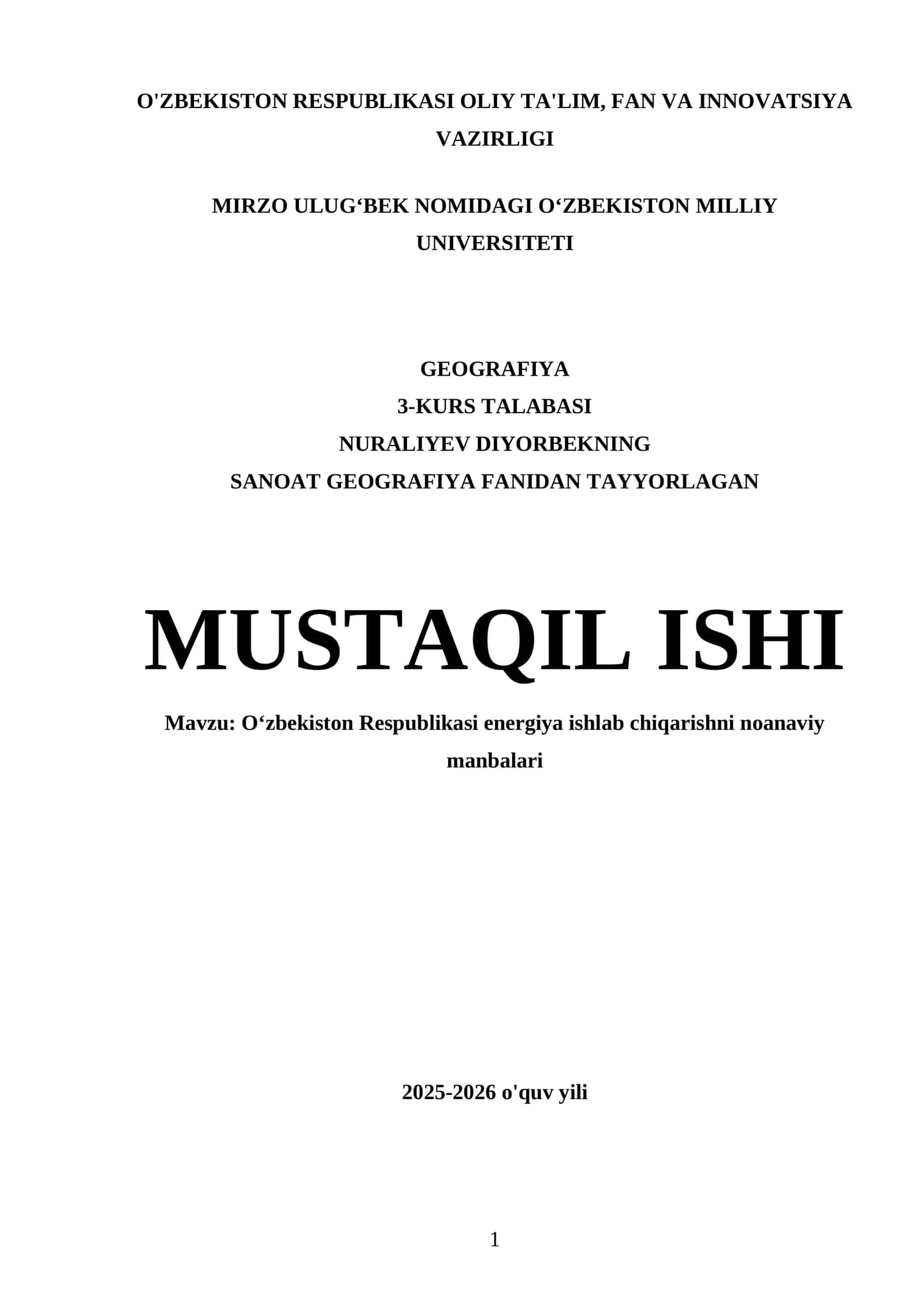 Oʻzbekiston Respublikasi energiya ishlab chiqarishni noanaviy manbalari 1