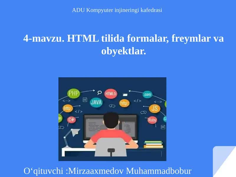 HTML tilida formalars, freymlar va obyektlar 1
