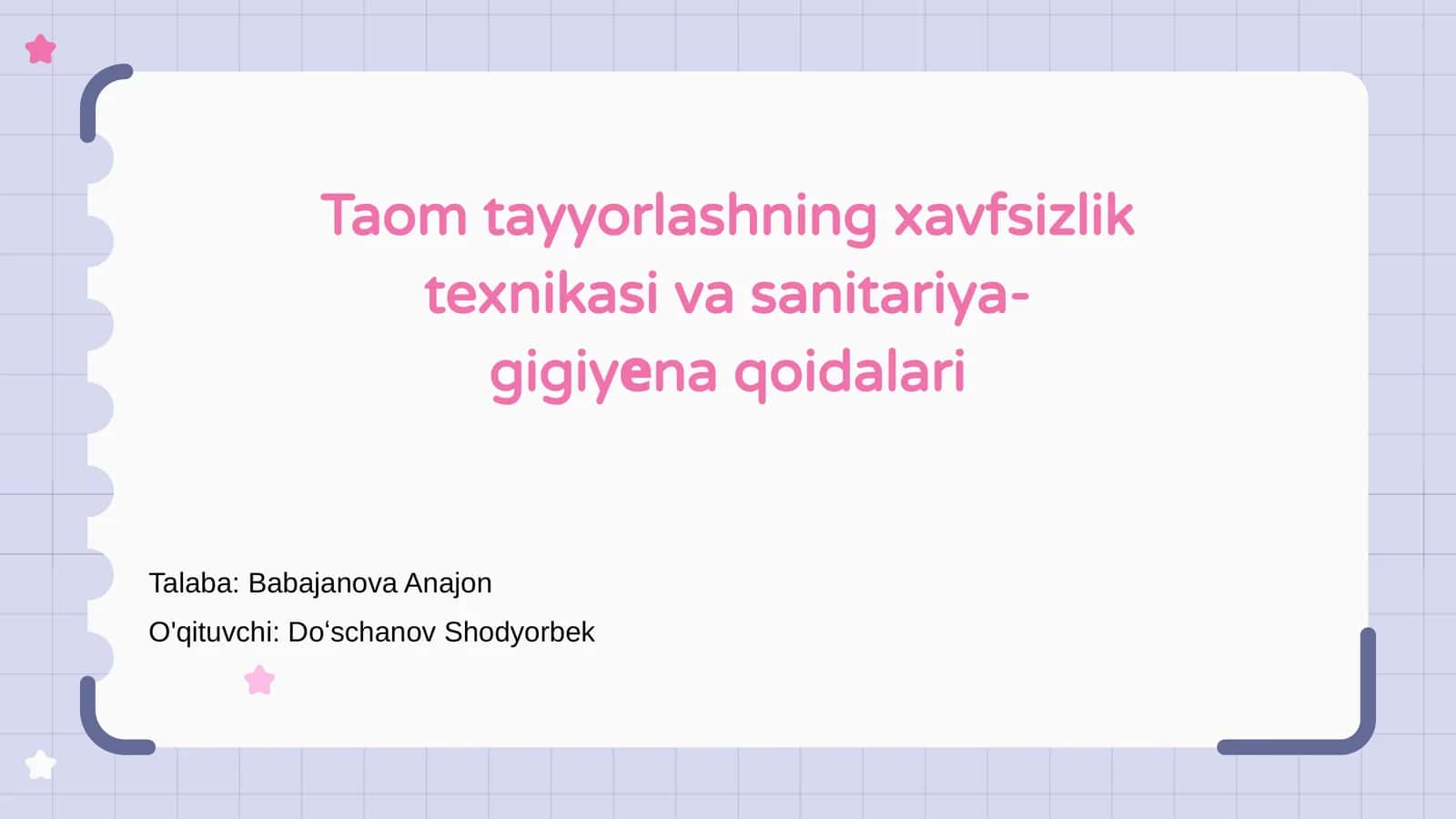 Taom tayyorlashning xavfsizlik texnikasi va sanitariya-gigiyеna qoidalari 1