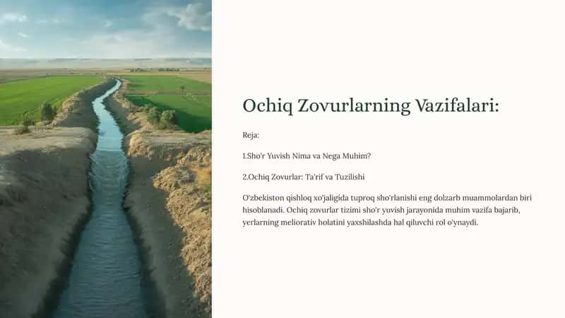 Ochiq Zovurlarning Vazifalari 1
