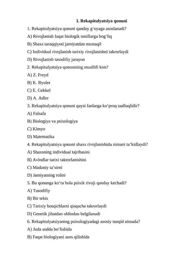 Rekapitulyatsiya qonuni 1