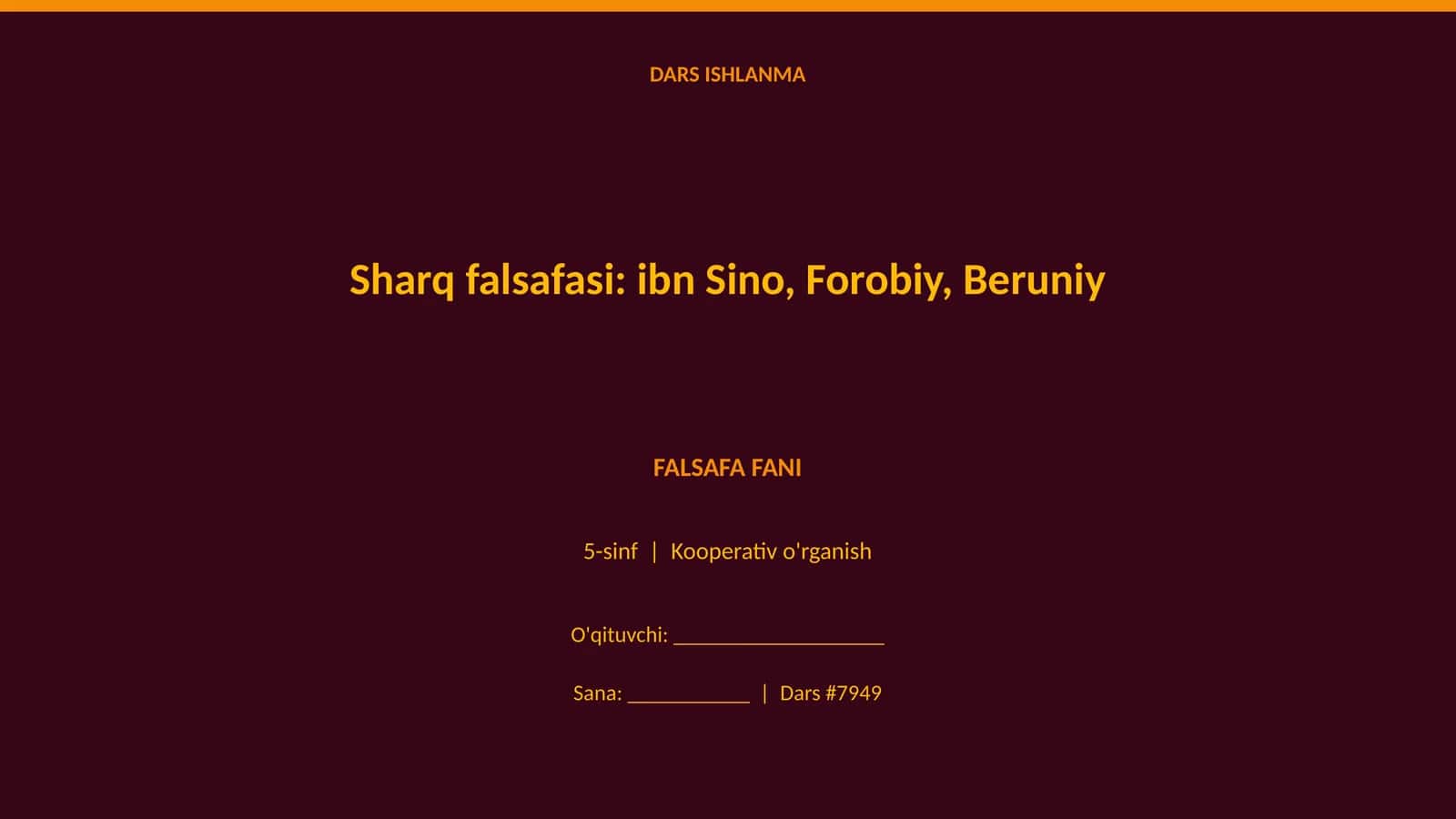 Sharq falsafasi: ibn Sino, Forobiy, Beruniy 1