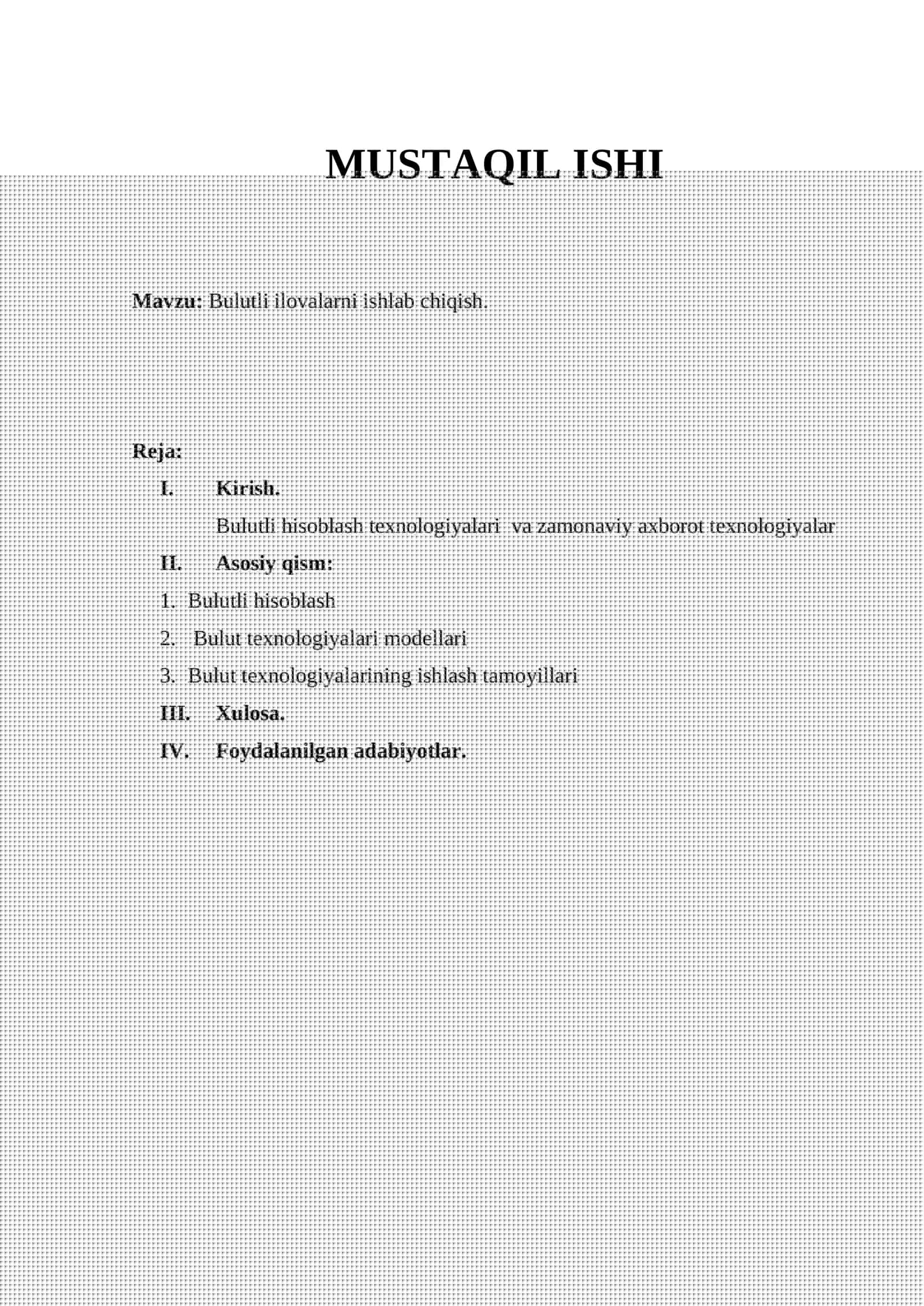 Bulutli ilovalarni ishlab chiqish. 1