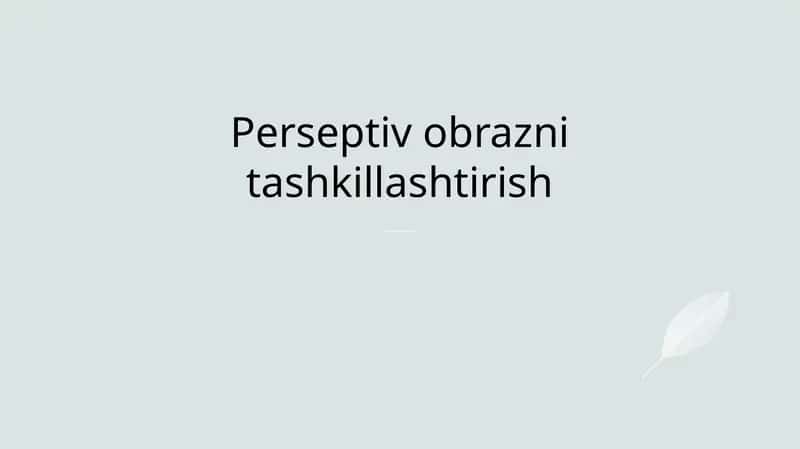 Perspektivning Tashkillashtirilishi 1