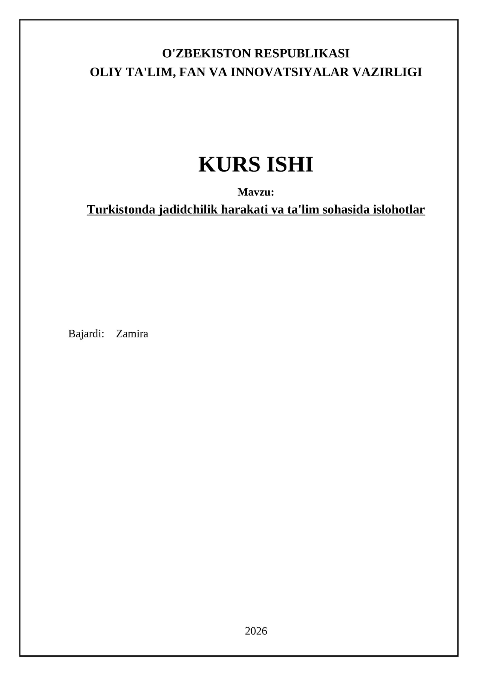 Turkistonda jadidchilik harakati va ta'lim sohasida islohotlar 1
