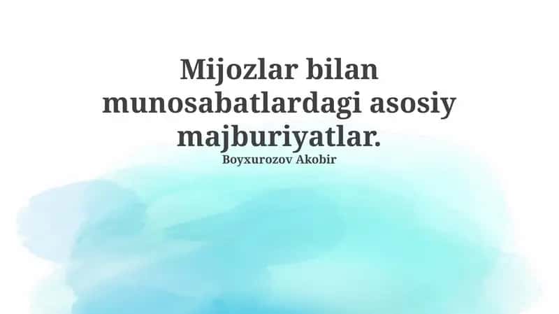 Mijozlar bilan munosabatlardagi asosiy majburiyatlar 1