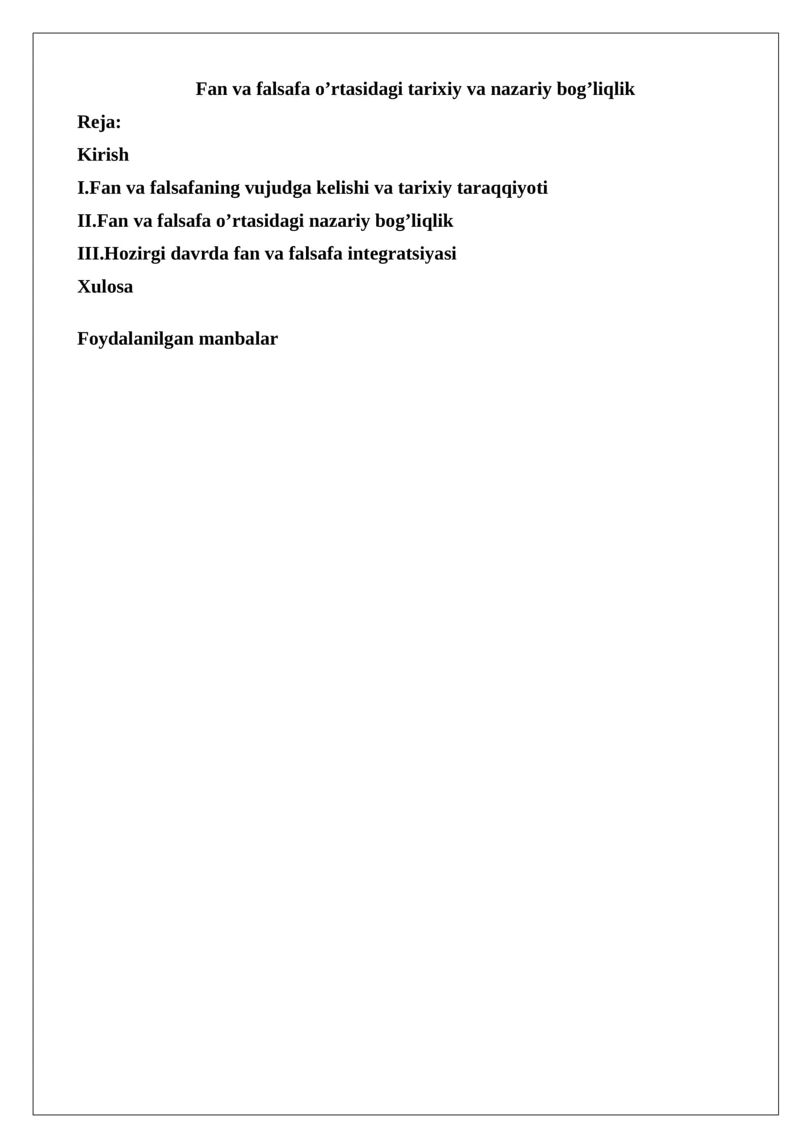 Fan va falsafa o’rtasidagi tarixiy va nazariy bog’liqlik 1