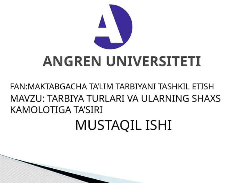 FAN:MAKTABGACHA TA’LIM TARBIYANI TASHKIL ETISH 1
