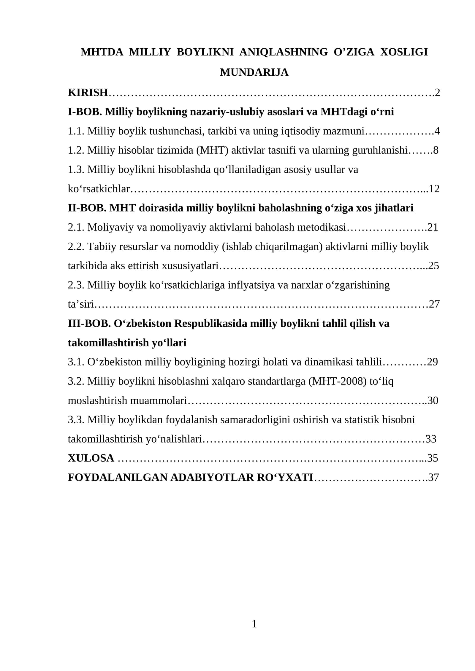 MHTDA MILLIY BOYLIKNI ANIQLASHNING O’ZIGA XOSLIGI 1