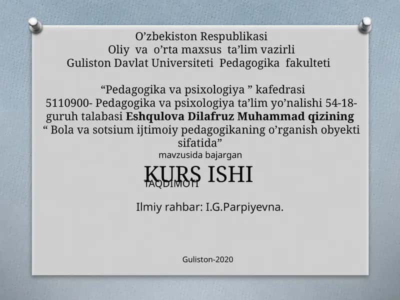 Bolavasotsiumijtimoiypedagogikaning o'rganish obyekti sifatida 1