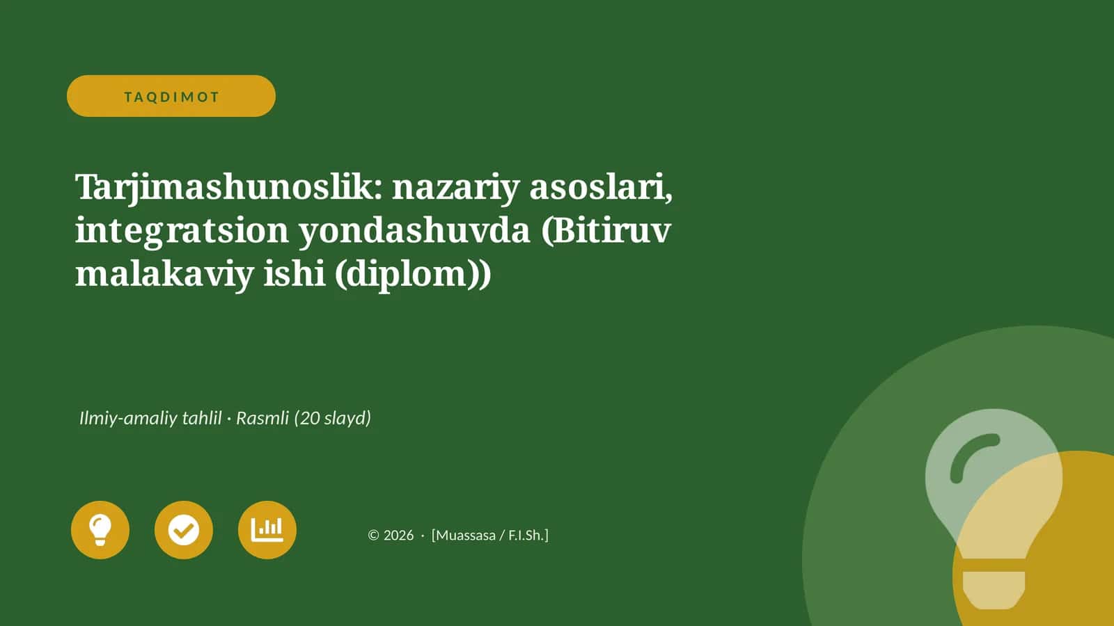Tarjimashunoslik: nazariy asoslari, integratsion yondashuvda (Bitiruv malakaviy ishi (diplom)) 1