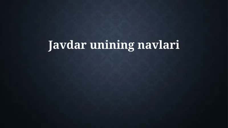 Javdar unining navlari 1