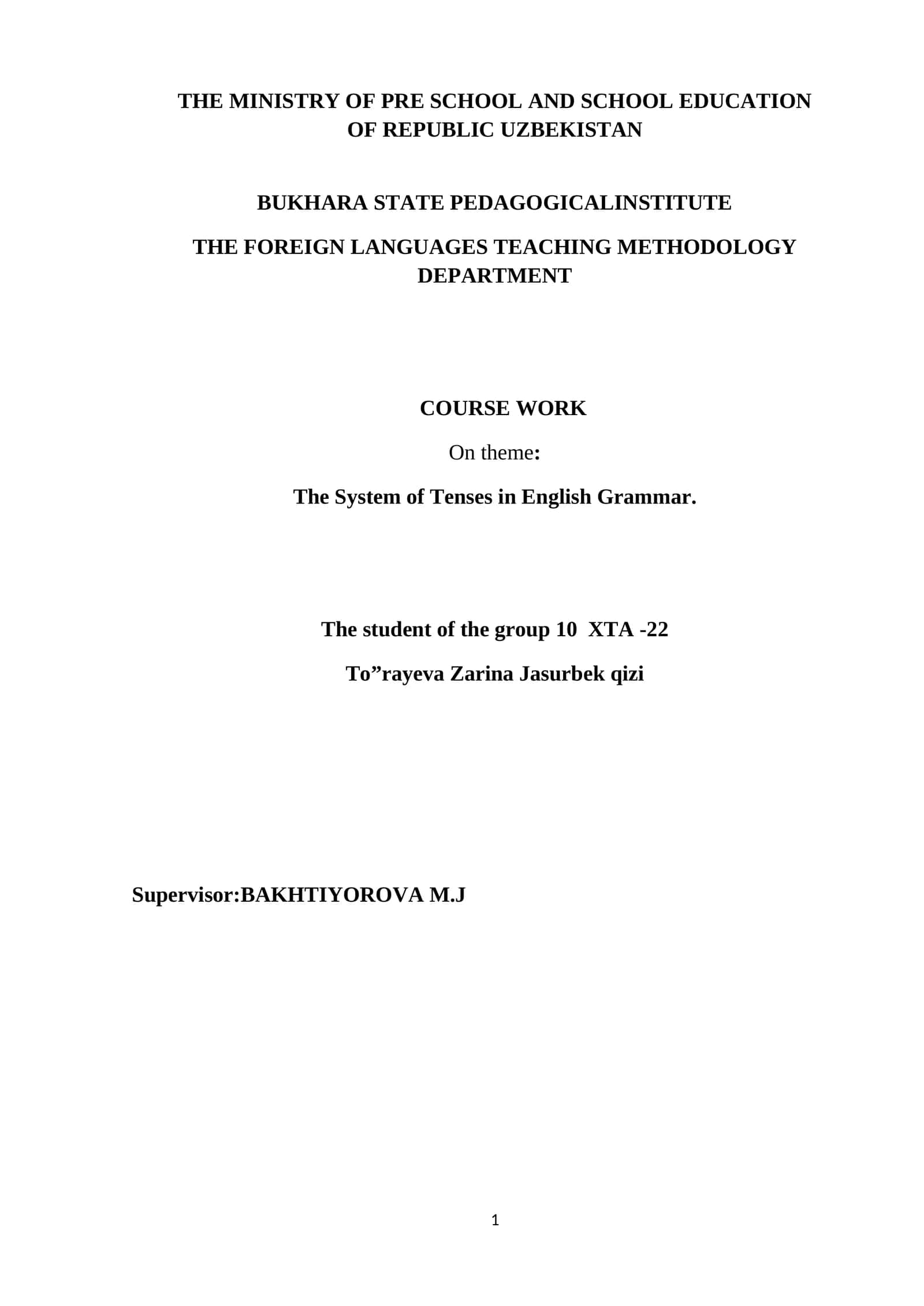 THE SYSTEM OF TENSES IN ENGLISH GRAMMAR 1