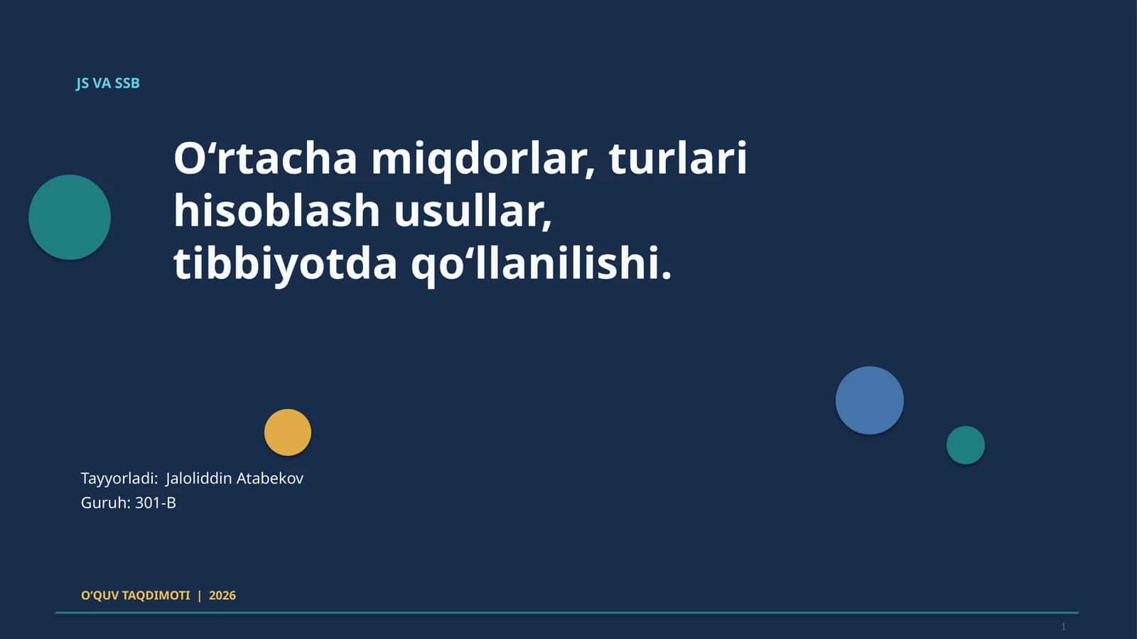 O‘rtacha qiymat tushunchasi 1