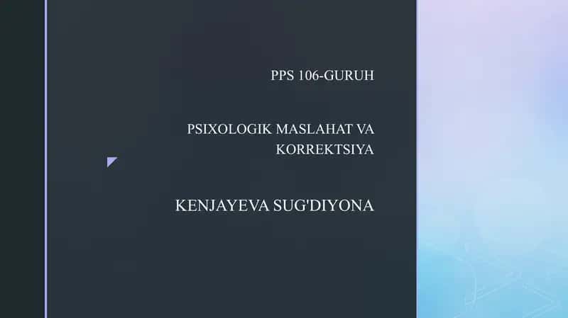 Psixologik Maslahat va Korreksiya 1