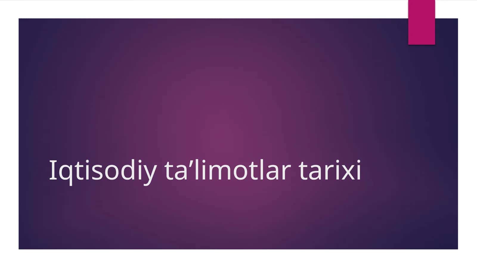 Iqtisodiy taʼlimotlar tarixi 1