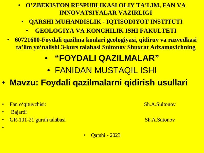 Foydali qazilmalarni qidirish usullari 1