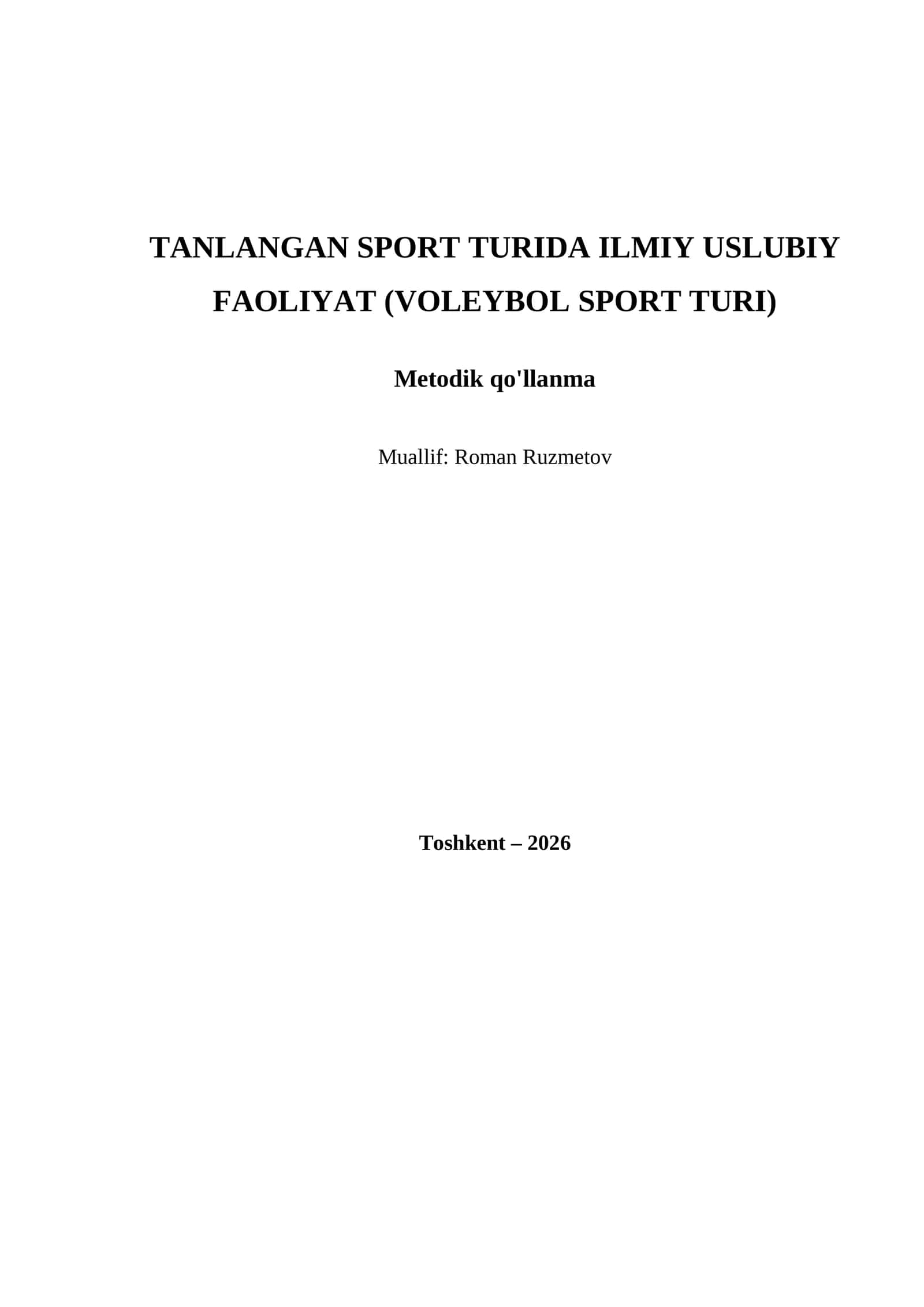 Tanlangan sport turida ilmiy uslubiy faoliyat (voleybol sport turi) 1