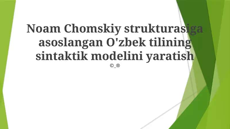 O'zbek tilining Sintaktik Modelini Qurish 1