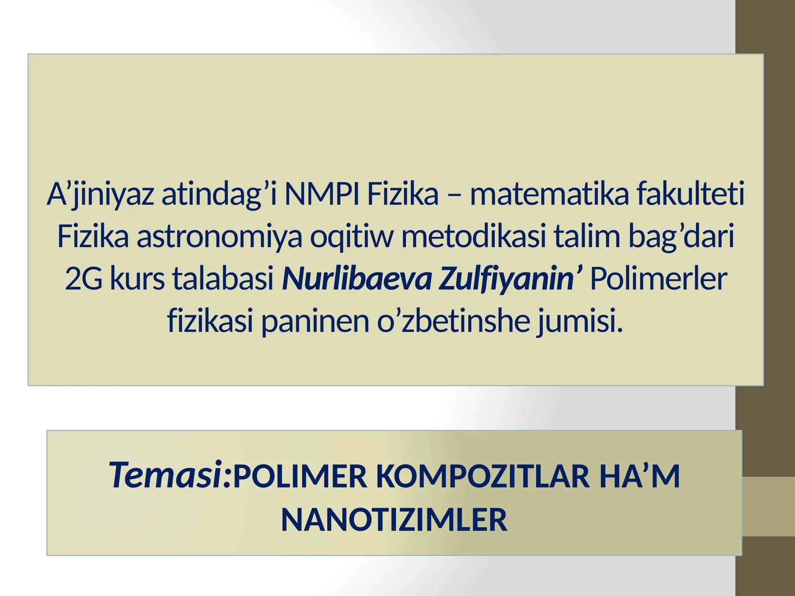 Polimer Kompozitlar ha’m Nanotizimlar 1