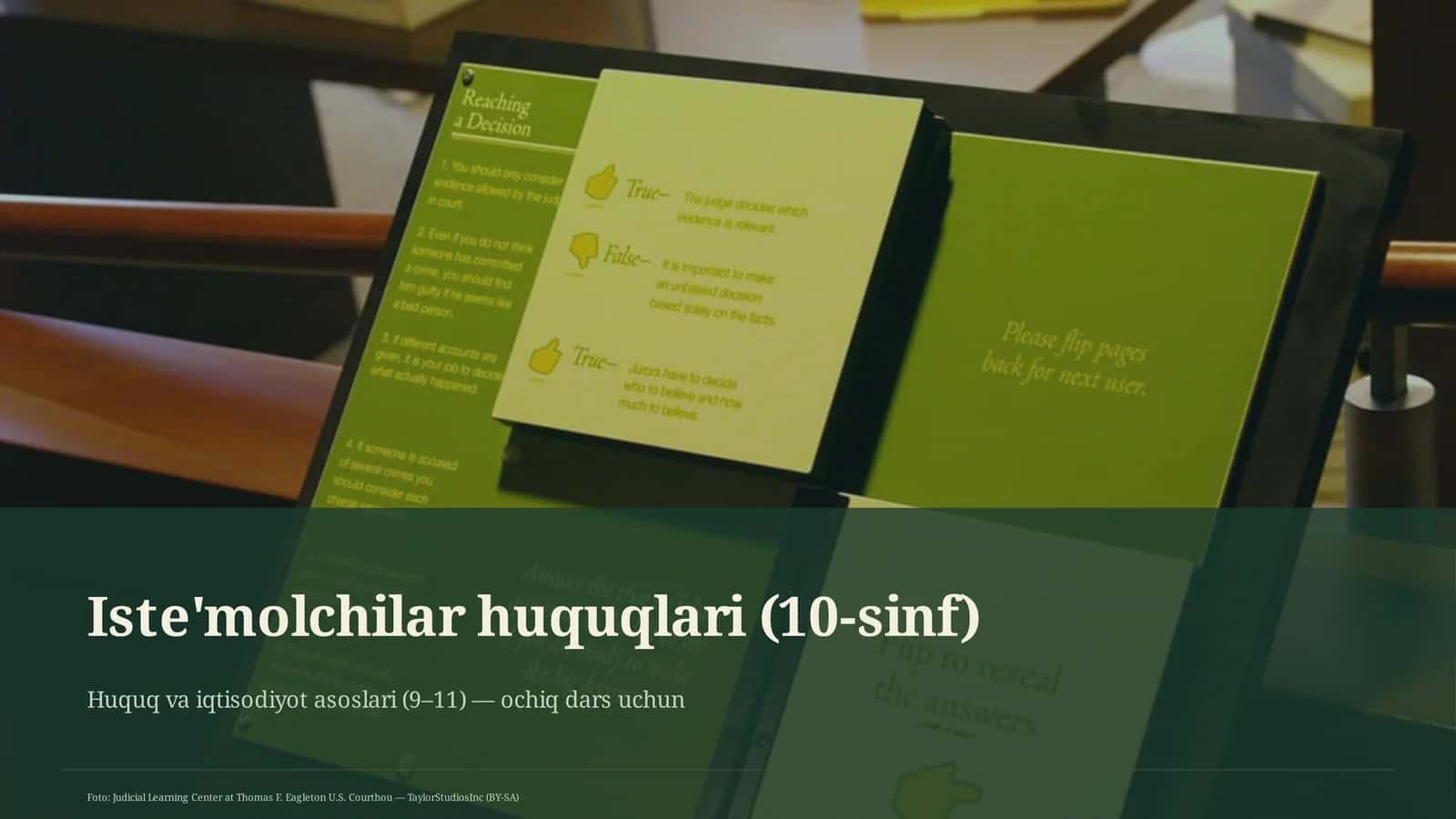 Huquq va iqtisodiyot asoslari (9–11) — ochiq dars uchun 1