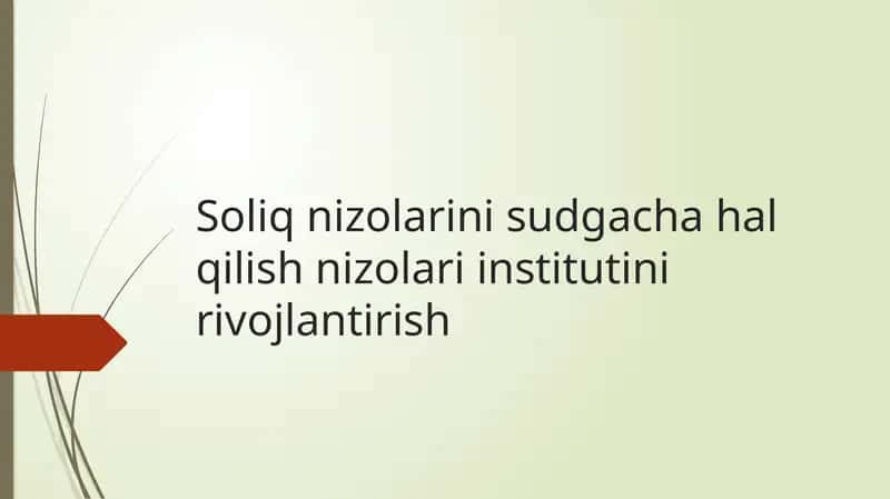 Soliqnizolari nisudgacha halqilishni zolari institutini rivojlantirish 1