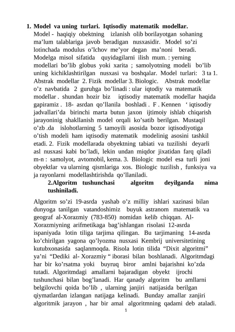 Algoritmlar va ma'lumotlar strukturasi 1