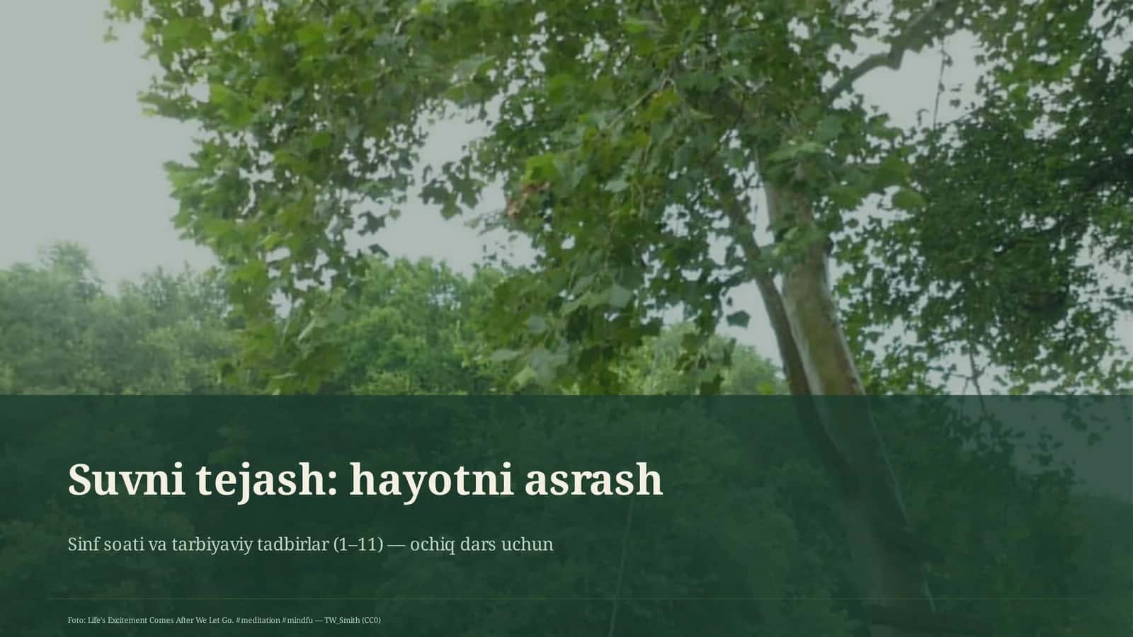 Suvni tejash: hayotni asrash 1