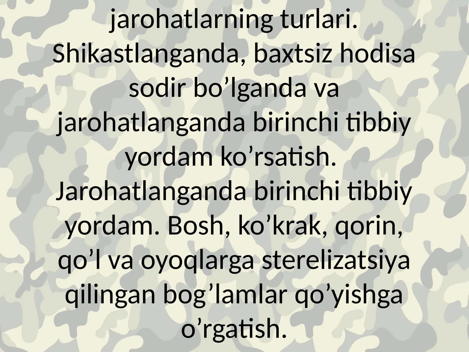 Jarohatning Turli To'g'risida 1