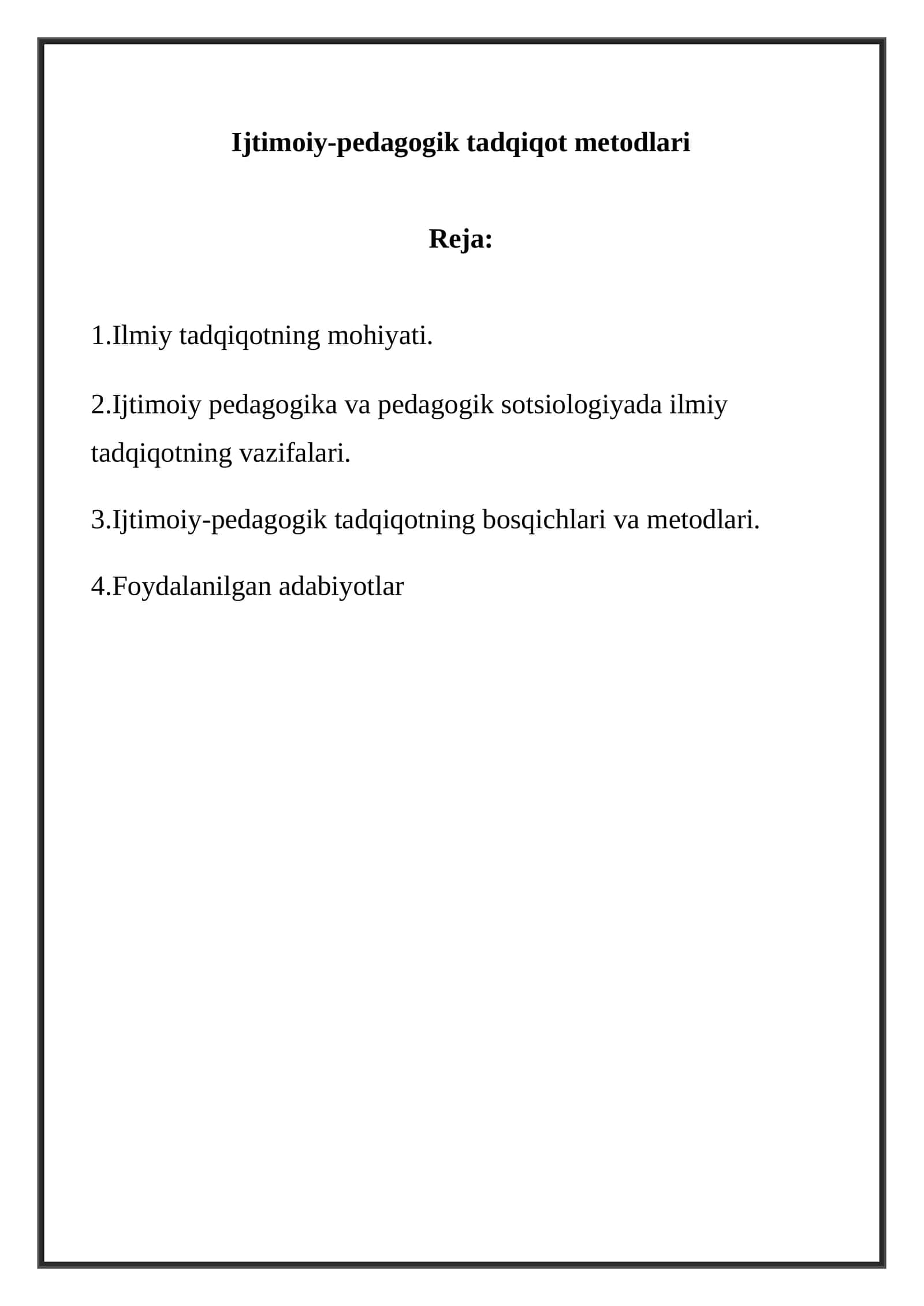 Ijtimoiy-pedagogik tadqiqot metodlari 1