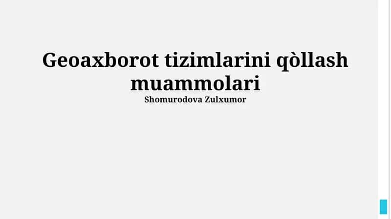 Geoaxborot tizimlarini qòllash muammolari 1