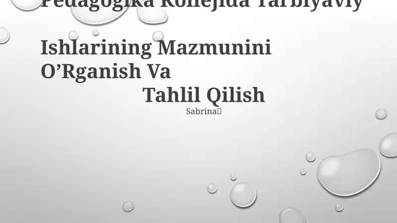 Pedagogika Kollejida Tarbiyaviy Ishlarining Mazmuni 1